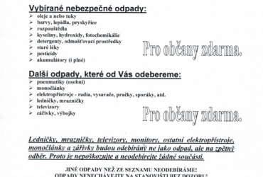 Svoz odpadu v sobotu 2.5.2026