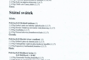 RESTAURACE - týdenní menu