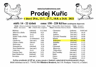 PRODEJ KUŘIC - BROMOVÁ