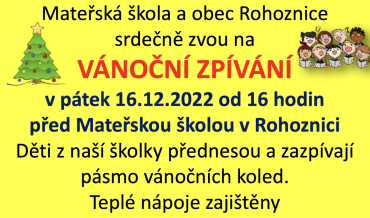 Vánoční zpívání v Rohoznici 16.12.2022