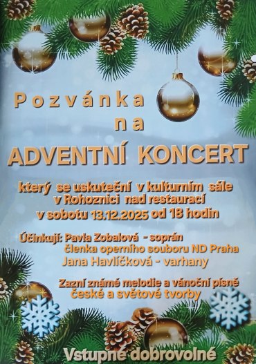 Adventní koncert 13.12.2025, 18:00hodin
