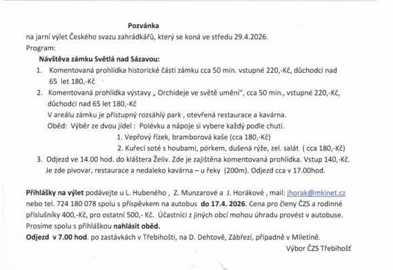 Jarní výlet 29.4.2026