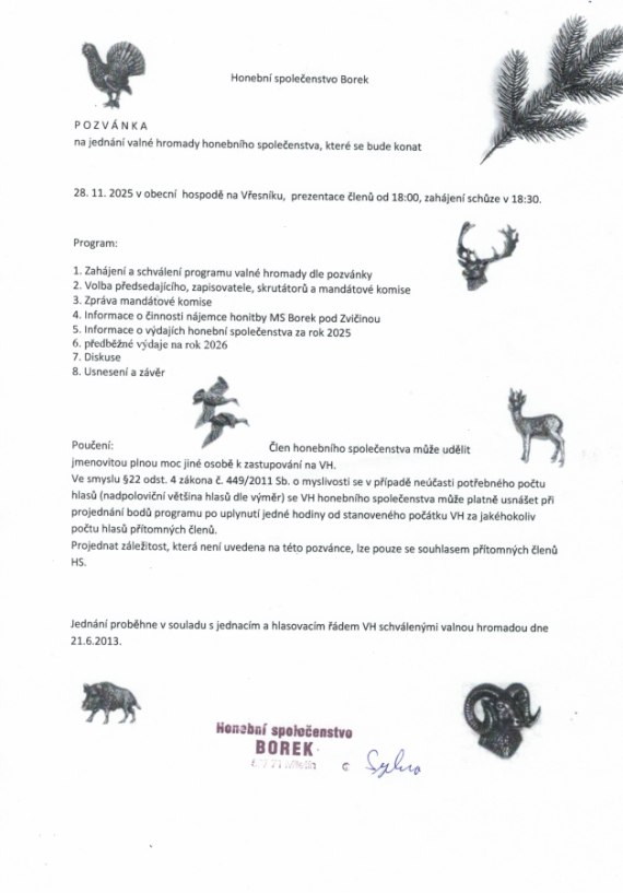 Valná hromada honebního společenství Borek