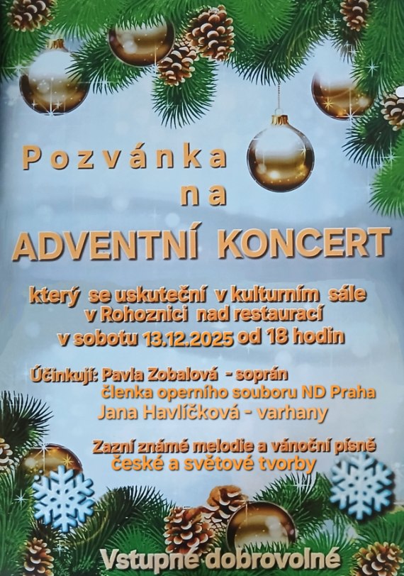 Adventní koncert 13.12.2025