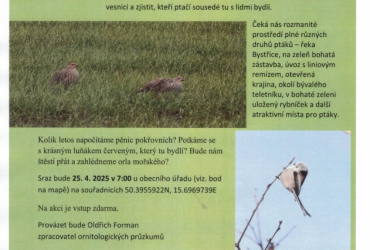 Vycházka za ptačím zpěvem 25.4.2026,  od 7:00 hod