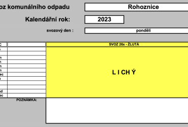 Poplatek za odpady, psy 2023, svozový kalendář